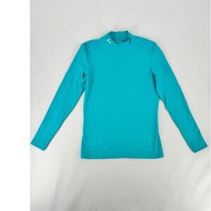 Under Armour Teal Mock Neck Long Sleeve Athletic Shirt Women LG